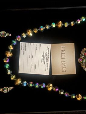 Heidi Daus Aurora Borealis Crystal Necklace & Earrings Set NIB
